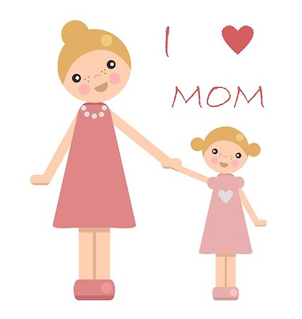 Peg doll girl with mother, vector Stock Photo - Budget Royalty-Free & Subscription, Code: 400-08615412