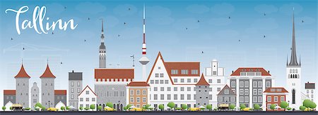 Tallinn Skyline with Gray Buildings and Blue Sky. Vector Illustration. Business Travel and Tourism Concept with Historic Buildings. Image for Presentation Banner Placard and Web Site. Stock Photo - Budget Royalty-Free & Subscription, Code: 400-08615508