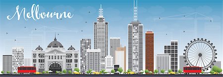 parc national flinders ranges - Melbourne Skyline with Gray Buildings and Blue Sky. Vector Illustration. Business Travel and Tourism Concept with Modern Buildings. Image for Presentation Banner Placard and Web Site. Photographie de stock - Aubaine LD & Abonnement, Code: 400-08615503