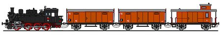 railway loading - Hand drawing of a classic steam train - not a real model Stock Photo - Budget Royalty-Free & Subscription, Code: 400-08615637