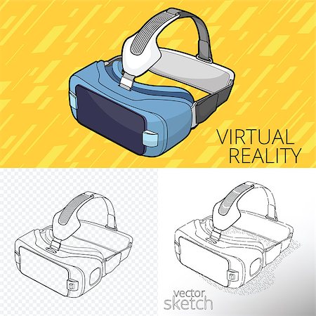 Vector drawing of VR Virtual 3d reality goggles Foto de stock - Super Valor sin royalties y Suscripción, Código: 400-08615672