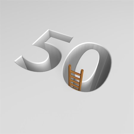 simsearch:400-04741714,k - number fifty shape hole with ladder - 3d illustration Fotografie stock - Microstock e Abbonamento, Codice: 400-08615733