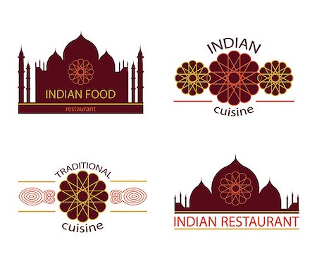 Indian food logo. Creative traditional restaurant icon, vector template. Indian food brand elements. Stock Photo - Budget Royalty-Free & Subscription, Code: 400-08616088