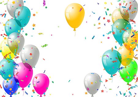 simsearch:400-08012338,k - Abstract colorful confetti and balloons background. Balloons and confetti isolated on the white. Vector holiday illustration. Stock Photo - Budget Royalty-Free & Subscription, Code: 400-08616135