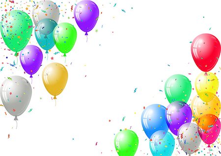 simsearch:400-08012338,k - Abstract colorful confetti and balloons background.  Balloons and confetti isolated on the white. Vector holiday illustration. Foto de stock - Super Valor sin royalties y Suscripción, Código: 400-08616136