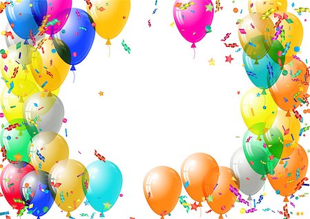 simsearch:400-09116224,k - Abstract colorful confetti and balloons background. Balloons and confetti isolated on the white. Vector holiday illustration. Fotografie stock - Microstock e Abbonamento, Codice: 400-08616137