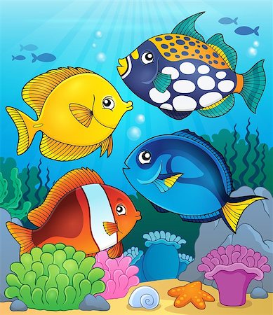 simsearch:400-08616368,k - Coral reef fish theme image 4 - eps10 vector illustration. Foto de stock - Super Valor sin royalties y Suscripción, Código: 400-08616339
