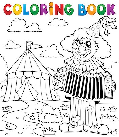 Coloring book clown near circus theme 4 - eps10 vector illustration. Photographie de stock - Aubaine LD & Abonnement, Code: 400-08616331