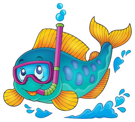 simsearch:400-08625557,k - Fish snorkel diver theme image 1 - eps10 vector illustration. Foto de stock - Super Valor sin royalties y Suscripción, Código: 400-08616345