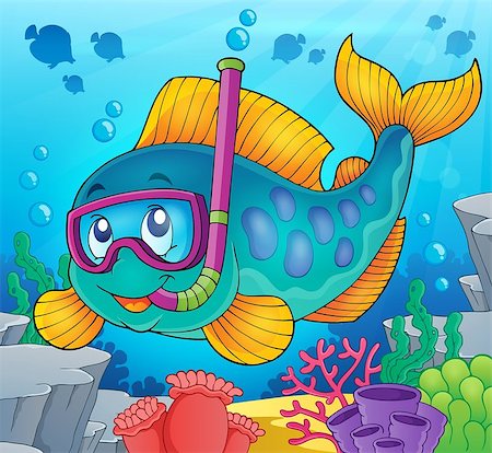 simsearch:400-08625557,k - Fish snorkel diver theme image 2 - eps10 vector illustration. Foto de stock - Super Valor sin royalties y Suscripción, Código: 400-08616346