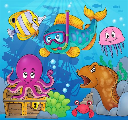 simsearch:400-08616368,k - Fish snorkel diver theme image 3 - eps10 vector illustration. Foto de stock - Super Valor sin royalties y Suscripción, Código: 400-08616347