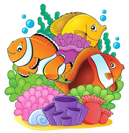 simsearch:400-08616368,k - Coral reef fish theme image 6 - eps10 vector illustration. Foto de stock - Super Valor sin royalties y Suscripción, Código: 400-08616341