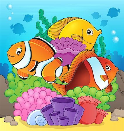 simsearch:400-08616368,k - Coral reef fish theme image 7 - eps10 vector illustration. Foto de stock - Super Valor sin royalties y Suscripción, Código: 400-08616342
