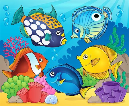 simsearch:400-08616368,k - Coral reef fish theme image 8 - eps10 vector illustration. Foto de stock - Super Valor sin royalties y Suscripción, Código: 400-08616343