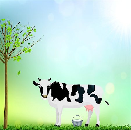 simsearch:400-05244668,k - Cow And A Bucket Of Milk Funny Flat Vector Illustration Stock Photo - Budget Royalty-Free & Subscription, Code: 400-08616469