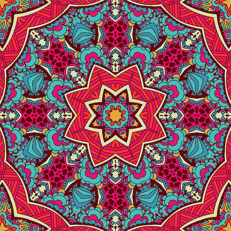 simsearch:400-08966083,k - Abstract Tribal mandala ethnic seamless pattern ornamental. Geomtric doodle background Stockbilder - Microstock & Abonnement, Bildnummer: 400-08616661