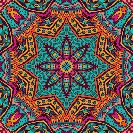 simsearch:400-08966083,k - Abstract Tribal vintage ethnic seamless pattern ornamental. Colorful festive frame vibrant Stockbilder - Microstock & Abonnement, Bildnummer: 400-08616663