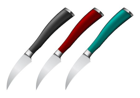 simsearch:400-05036060,k - Vector illustration of Knives for vegetables with handle in different color Stock Photo - Budget Royalty-Free & Subscription, Code: 400-08616729