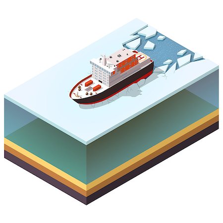 Isometric icon nuclear-powered icebreaker sailing in ice. Foto de stock - Super Valor sin royalties y Suscripción, Código: 400-08616854
