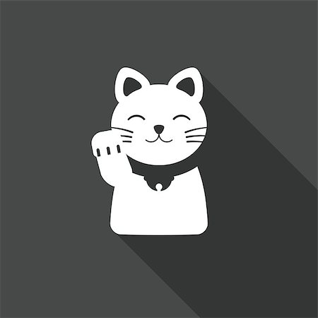 Maneki Neko Cat icon. Vector flat illustration. Stock Photo - Budget Royalty-Free & Subscription, Code: 400-08616859