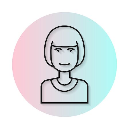 simsearch:400-07954648,k - Flat line icon hairstyle woman. Gradient transparent shadow. hairstyle, straight bangs. Vector flat illustration. Stock Photo - Budget Royalty-Free & Subscription, Code: 400-08616861