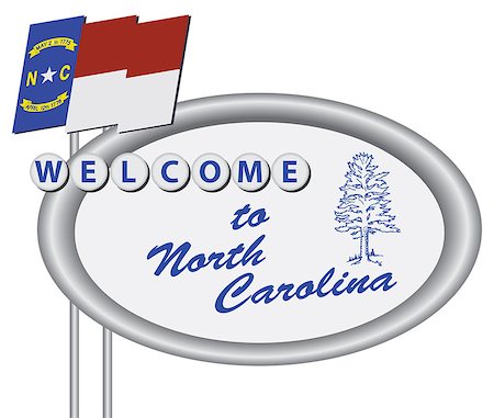 Welcome to North Carolina - road character of the state. Vector illustration. Stock Photo - Budget Royalty-Free & Subscription, Code: 400-08616896