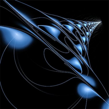 computer generated abstract fractal image. blue on black. track into the space Photographie de stock - Aubaine LD & Abonnement, Code: 400-08617008