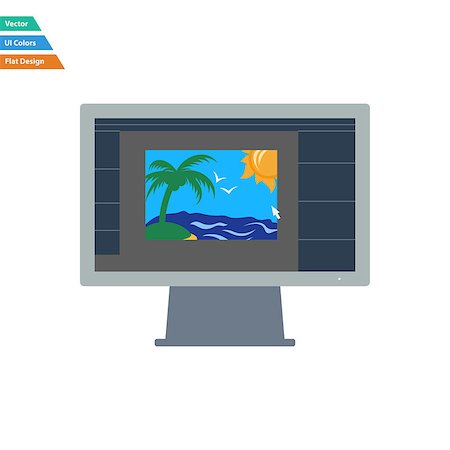 simsearch:400-08530598,k - Flat design icon of photo editor on monitor screen in ui colors. Vector illustration. Stock Photo - Budget Royalty-Free & Subscription, Code: 400-08617002