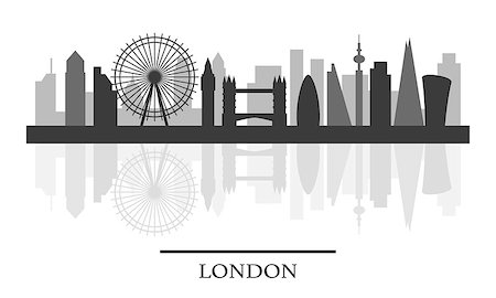 england london pictures in black and white - London skyline, black and white stylish silhouette, vector illustration Stock Photo - Budget Royalty-Free & Subscription, Code: 400-08617028