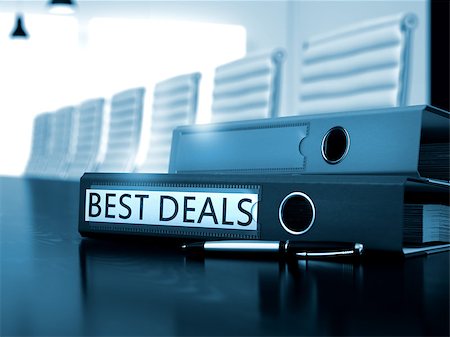 Best Deals - File Folder on Office Desk. Best Deals - Business Concept on Toned Background. File Folder with Inscription Best Deals on Desktop. 3D Render. Photographie de stock - Aubaine LD & Abonnement, Code: 400-08617092