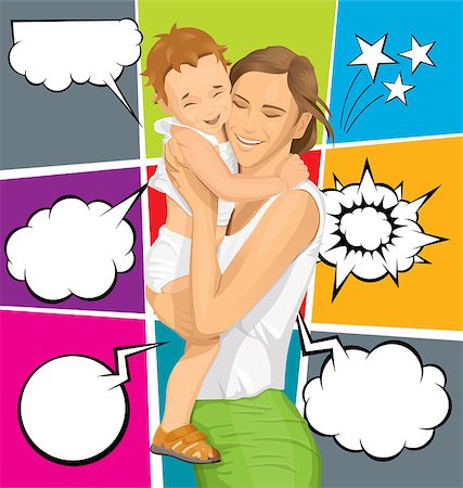 simsearch:400-04467628,k - Happy family concept. Vector woman with child Photographie de stock - Aubaine LD & Abonnement, Code: 400-08617194