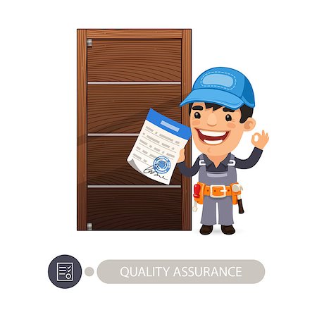 Worker and door quality assurance. In the EPS file, each element is grouped separately. Clipping paths included. Stock Photo - Budget Royalty-Free & Subscription, Code: 400-08617254