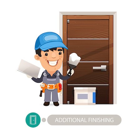 Worker performs finishing doorway work. In the EPS file, each element is grouped separately. Clipping paths included. Stock Photo - Budget Royalty-Free & Subscription, Code: 400-08617253