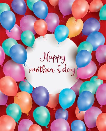 simsearch:400-07717618,k - Happy Mothers Day Card with white circle and flying balloon. Vector Illustration. Stock Photo - Budget Royalty-Free & Subscription, Code: 400-08617295