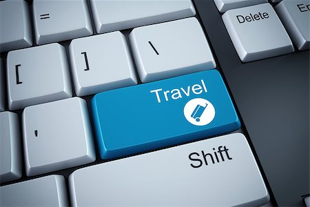 simsearch:400-04973534,k - 3D rendering of travel button on keyboard Stock Photo - Budget Royalty-Free & Subscription, Code: 400-08617430