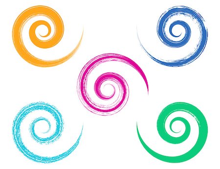 simsearch:400-08410775,k - Spiral vector colorful brush strokes collection on white Stock Photo - Budget Royalty-Free & Subscription, Code: 400-08617456