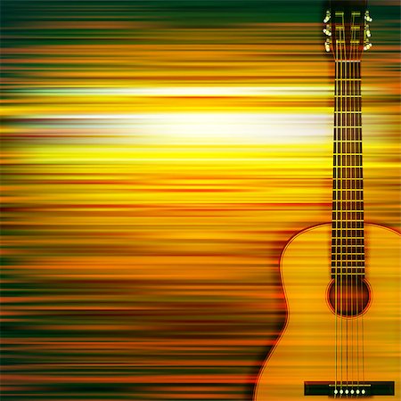 abstract green blur music background with acoustic guitar Fotografie stock - Microstock e Abbonamento, Codice: 400-08617494