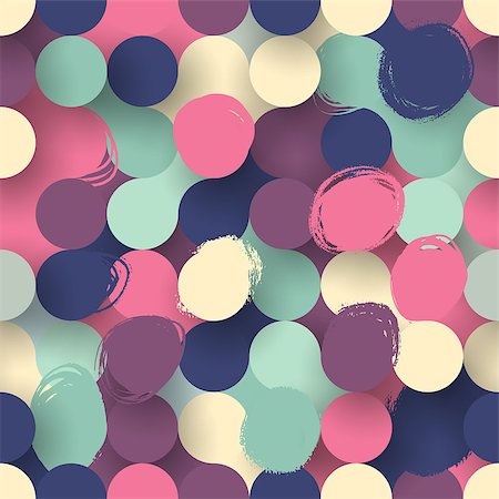 Seamless vector flat modern circles background with brush strokes in bright colors Stock Photo - Budget Royalty-Free & Subscription, Code: 400-08617559