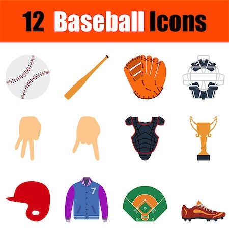 simsearch:400-08047261,k - Flat design baseball icon set in ui colors. Vector illustration. Photographie de stock - Aubaine LD & Abonnement, Code: 400-08617568