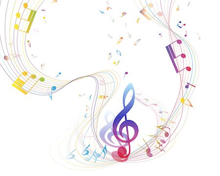 simsearch:400-07986632,k - Musical Design Elements From Music Staff With Treble Clef And Notes in gradient transparent Colors. Elegant Creative Design With Shadows and Isolated on White. Vector Illustration. Stock Photo - Budget Royalty-Free & Subscription, Code: 400-08617578