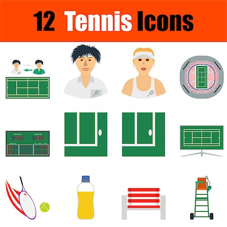 simsearch:400-08431494,k - Flat design tennis icon set in ui colors. Vector illustration. Stock Photo - Budget Royalty-Free & Subscription, Code: 400-08617571