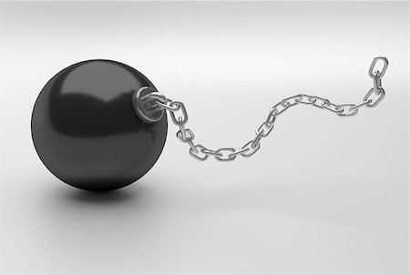 slaves escaping to freedom - heavy black ball with long iron chain, 3D Rendering Stock Photo - Budget Royalty-Free & Subscription, Code: 400-08617655