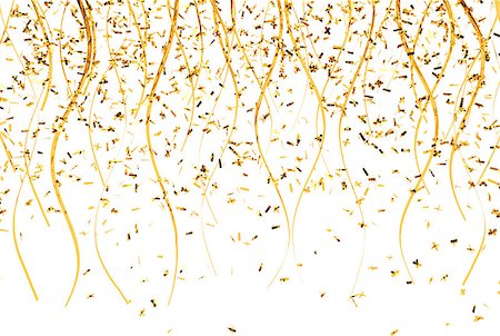 falling christmas confetti - falling confetti and ribbons with gold color, 3D Rendering Stock Photo - Budget Royalty-Free & Subscription, Code: 400-08617663