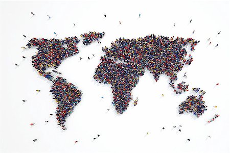 3D rendering of people forms world continents Stock Photo - Budget Royalty-Free & Subscription, Code: 400-08617726