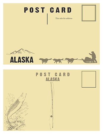 simsearch:400-09098455,k - Vintage postcards for state of Alaska with retro illustrations. Stockbilder - Microstock & Abonnement, Bildnummer: 400-08617731