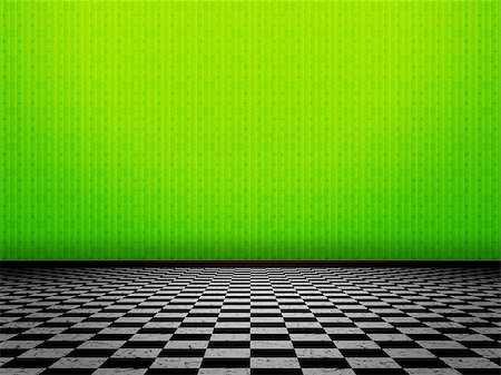 simsearch:400-07892349,k - Illustration of empty room with green wall and floor. Photographie de stock - Aubaine LD & Abonnement, Code: 400-08617797