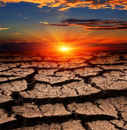 simsearch:400-05292342,k - Hot sunset over cracked earth surfase Stock Photo - Budget Royalty-Free & Subscription, Code: 400-08617970