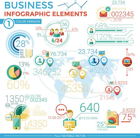 Infographic elements collection. Business vector illustration in flat style. Vol1, color version. Stock Photo - Budget Royalty-Free & Subscription, Code: 400-08618016