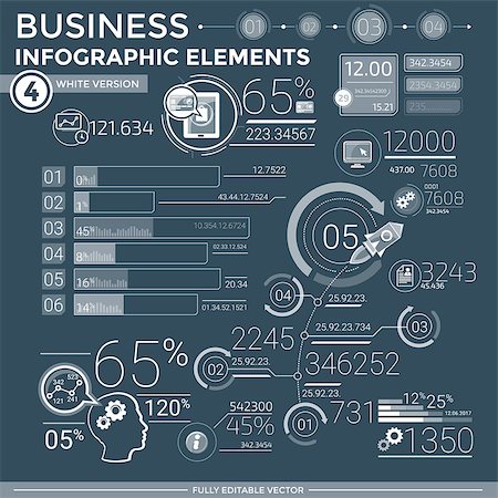 Infographic elements collection. Business vector illustration in flat style. Vol4, white version. Stock Photo - Budget Royalty-Free & Subscription, Code: 400-08618019