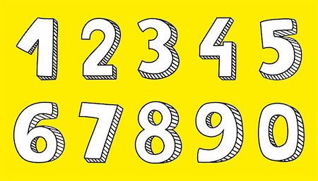 simsearch:400-08959132,k - Hand drawn white numbers vector isolated on yellow background Photographie de stock - Aubaine LD & Abonnement, Code: 400-08618023